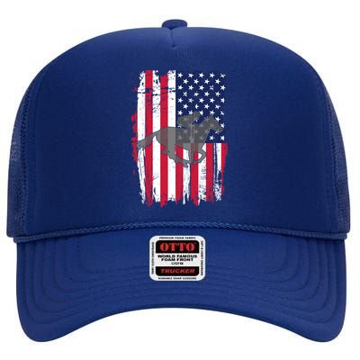 American Horse Racing Flag High Crown Mesh Back Trucker Hat