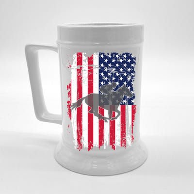 American Horse Racing Flag Beer Stein