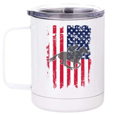 American Horse Racing Flag 12 oz Stainless Steel Tumbler Cup