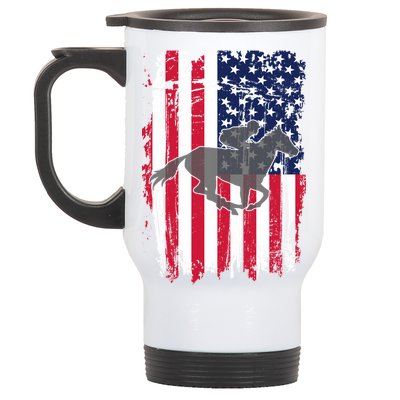 American Horse Racing Flag Stainless Steel Travel Mug