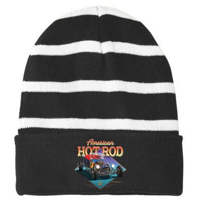 American Hot Rod Striped Beanie with Solid Band