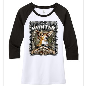 American Hunter Deer Wildlife Women's Tri-Blend 3/4-Sleeve Raglan Shirt