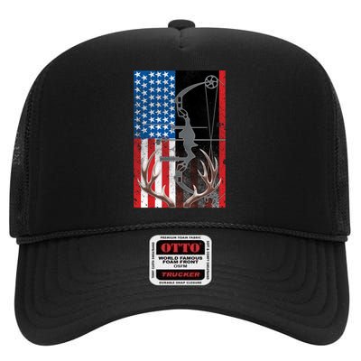 American Hunter USA Flag High Crown Mesh Back Trucker Hat