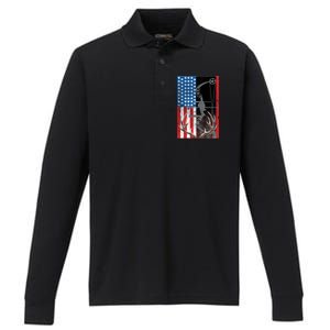 American Hunter USA Flag Performance Long Sleeve Polo