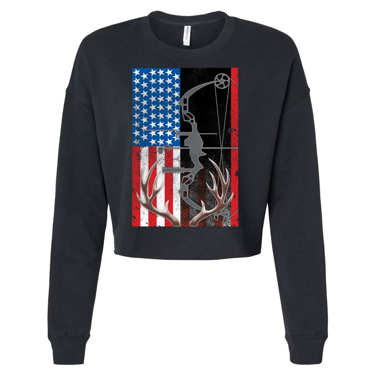 American Hunter USA Flag Cropped Pullover Crew