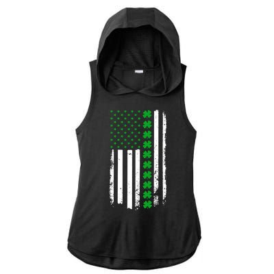 American Irish Clover Flag St. Patrick's Day  Ladies PosiCharge Tri-Blend Wicking Draft Hoodie Tank