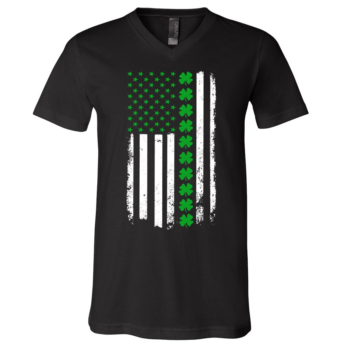 American Irish Clover Flag St. Patrick's Day  V-Neck T-Shirt