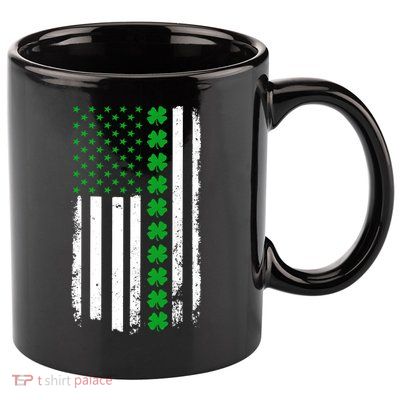 American Irish Clover Flag St. Patrick's Day  11oz C Handle Ceramic Mug