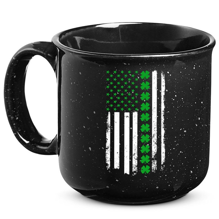 American Irish Clover Flag St. Patrick's Day  15oz Campfire Ceramic Mug