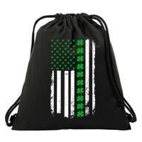 American Irish Clover Flag St. Patrick's Day  Drawstring Bag