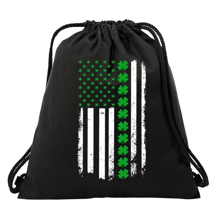 American Irish Clover Flag St. Patrick's Day  Drawstring Bag