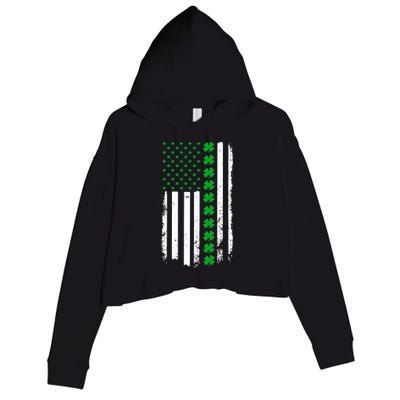 American Irish Clover Flag St. Patrick's Day  Crop Fleece Hoodie