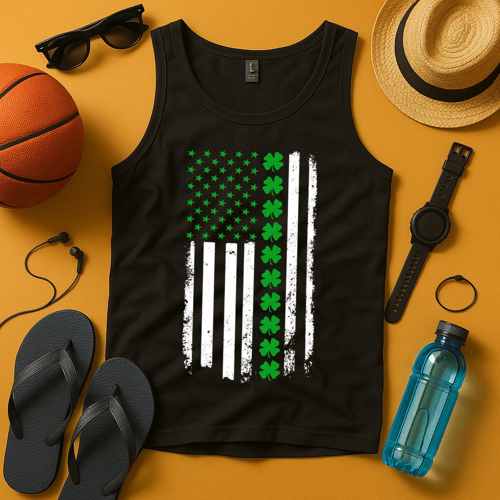 American Irish Clover Flag St. Patrick's Day  Tank Top