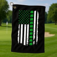 American Irish Clover Flag St. Patrick's Day  Golf Towel