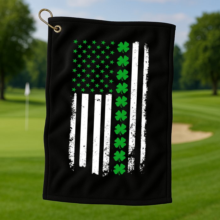 American Irish Clover Flag St. Patrick's Day  Golf Towel