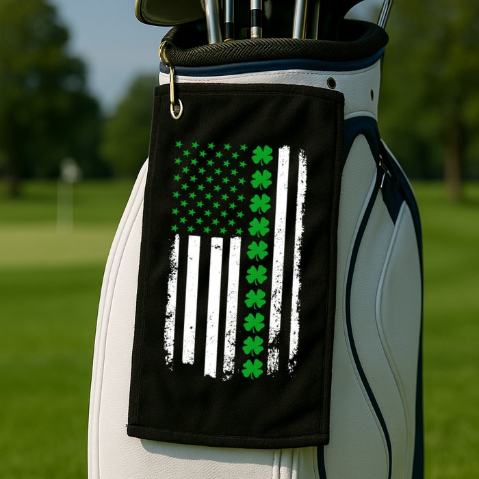 American Irish Clover Flag St. Patrick's Day  Golf Towel