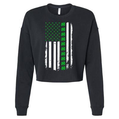 American Irish Clover Flag St. Patrick's Day  Cropped Pullover Crew