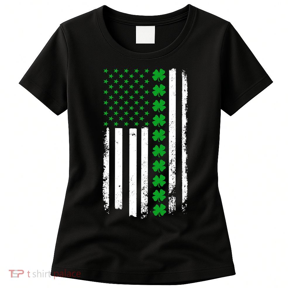 American Irish Clover Flag St. Patrick's Day  Womens T-Shirt