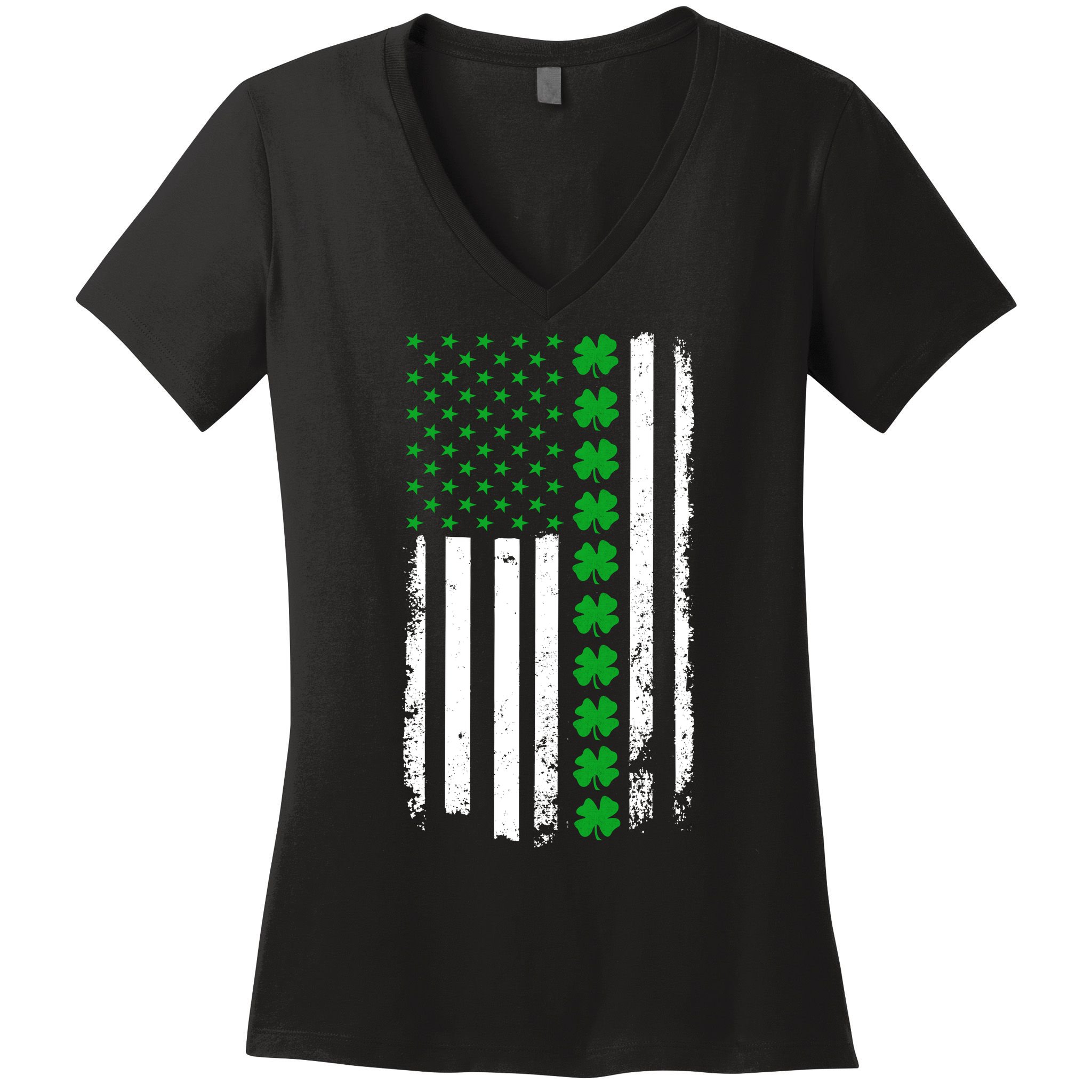 American Irish Clover Flag St. Patrick's Day  Women's V-Neck T-Shirt