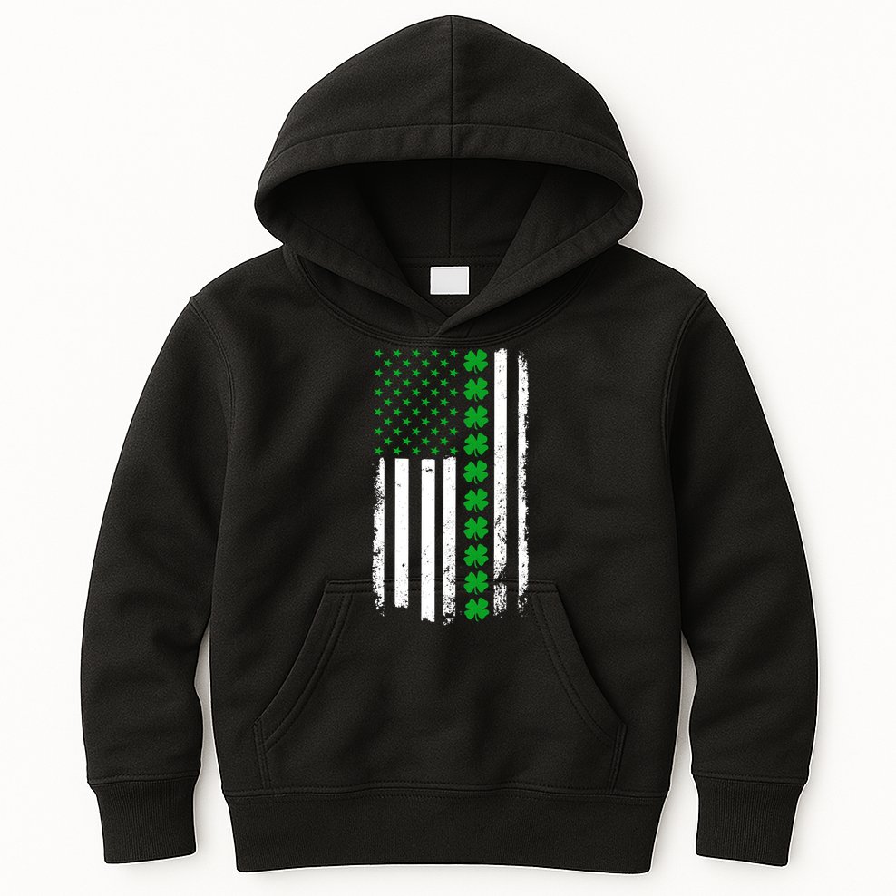 American Irish Clover Flag St. Patrick's Day  Kids Hoodie