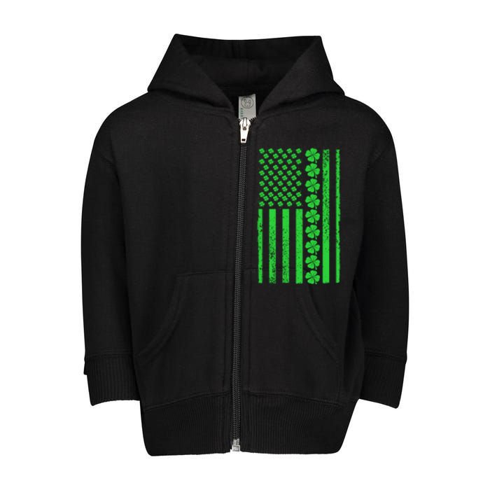 American Irish Clover Vintage Flag Toddler Zip Fleece Hoodie