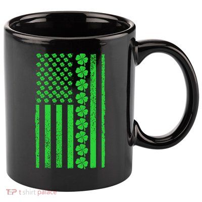 American Irish Clover Vintage Flag 11oz C Handle Ceramic Mug