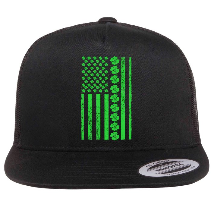 American Irish Clover Vintage Flag Flat Bill Trucker Hat