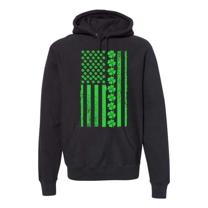 American Irish Clover Vintage Flag Premium Hoodie