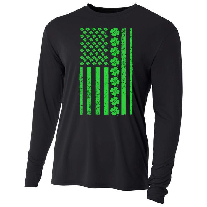 American Irish Clover Vintage Flag Cooling Performance Long Sleeve Crew