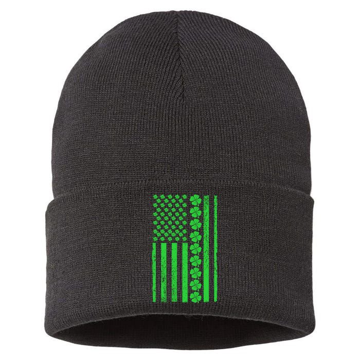 American Irish Clover Vintage Flag Sustainable Knit Beanie