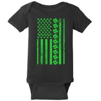 American Irish Clover Vintage Flag Baby Bodysuit