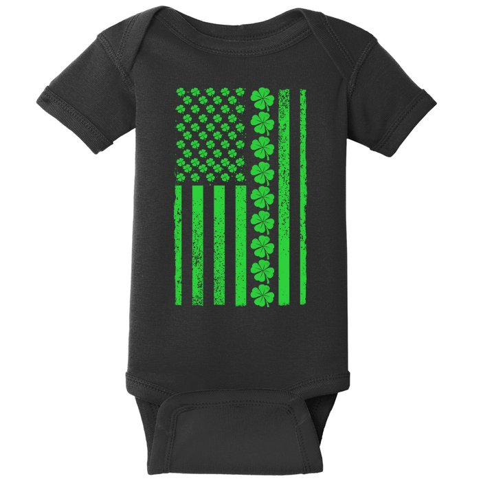 American Irish Clover Vintage Flag Baby Bodysuit