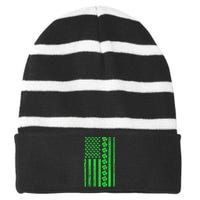 American Irish Clover Vintage Flag Striped Beanie with Solid Band