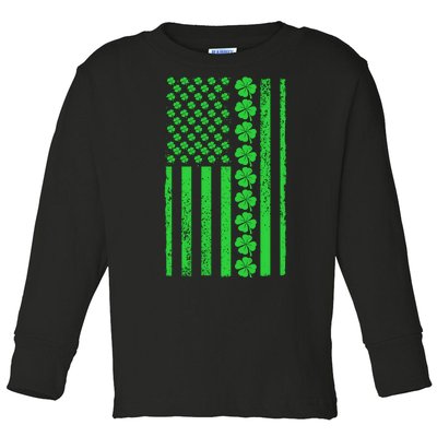 American Irish Clover Vintage Flag Toddler Long Sleeve Shirt