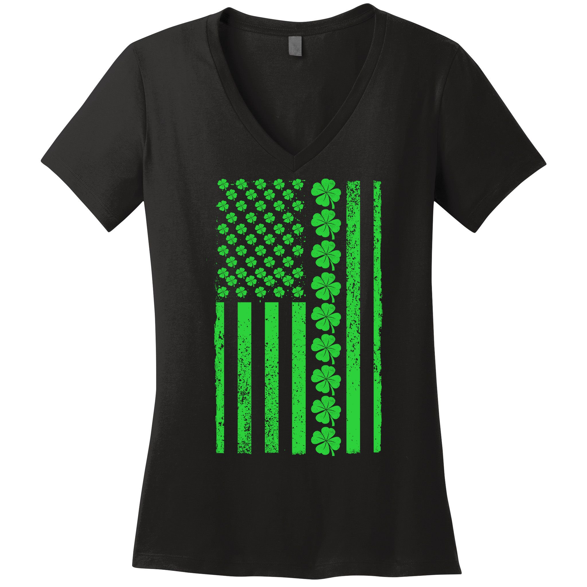 American Irish Clover Vintage Flag Women's V-Neck T-Shirt