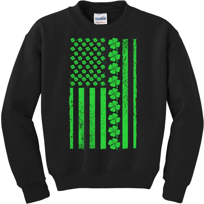 American Irish Clover Vintage Flag Kids Sweatshirt