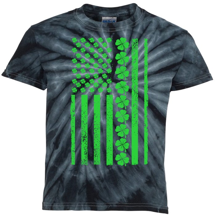 American Irish Clover Vintage Flag Kids Tie-Dye T-Shirt