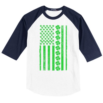 American Irish Clover Vintage Flag Baseball Sleeve Shirt