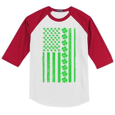 American Irish Clover Vintage Flag Kids Colorblock Raglan Jersey