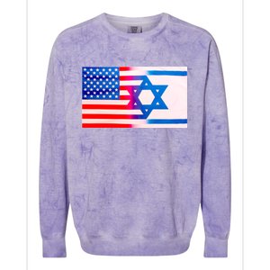 American Israel Flag Colorblast Crewneck Sweatshirt