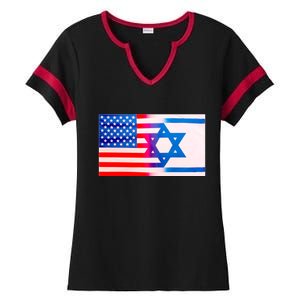 American Israel Flag Ladies Halftime Notch Neck Tee