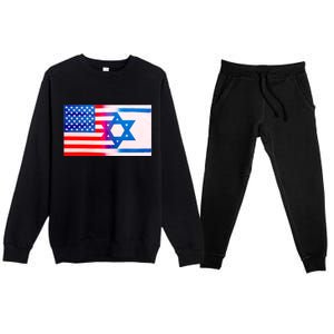 American Israel Flag Premium Crewneck Sweatsuit Set