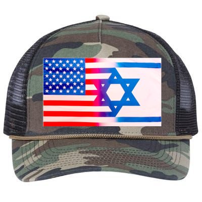 American Israel Flag Retro Rope Trucker Hat Cap