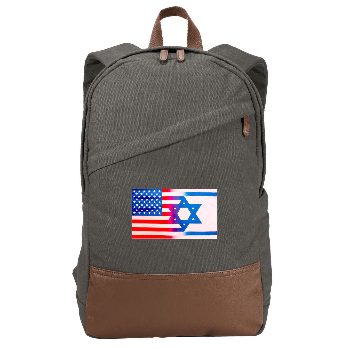 American Israel Flag Cotton Canvas Backpack