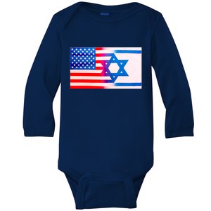 American Israel Flag Baby Long Sleeve Bodysuit