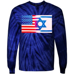 American Israel Flag Tie-Dye Long Sleeve Shirt