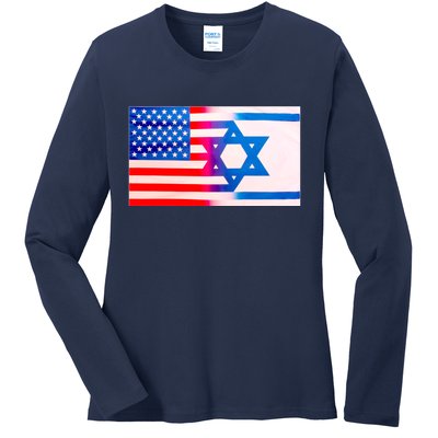 American Israel Flag Ladies Long Sleeve Shirt