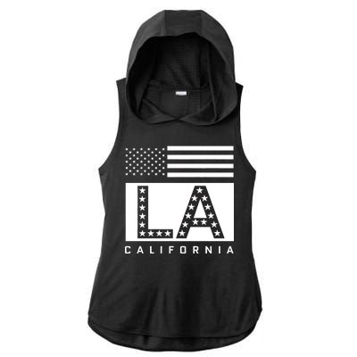 American LA California State Flag Ladies PosiCharge Tri-Blend Wicking Draft Hoodie Tank