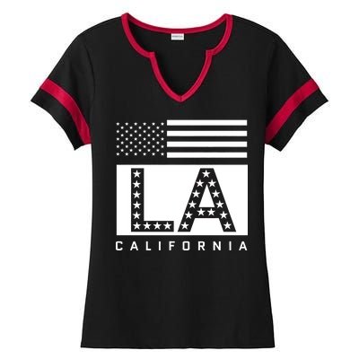 American LA California State Flag Ladies Halftime Notch Neck Tee