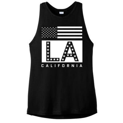 American LA California State Flag Ladies PosiCharge Tri-Blend Wicking Tank